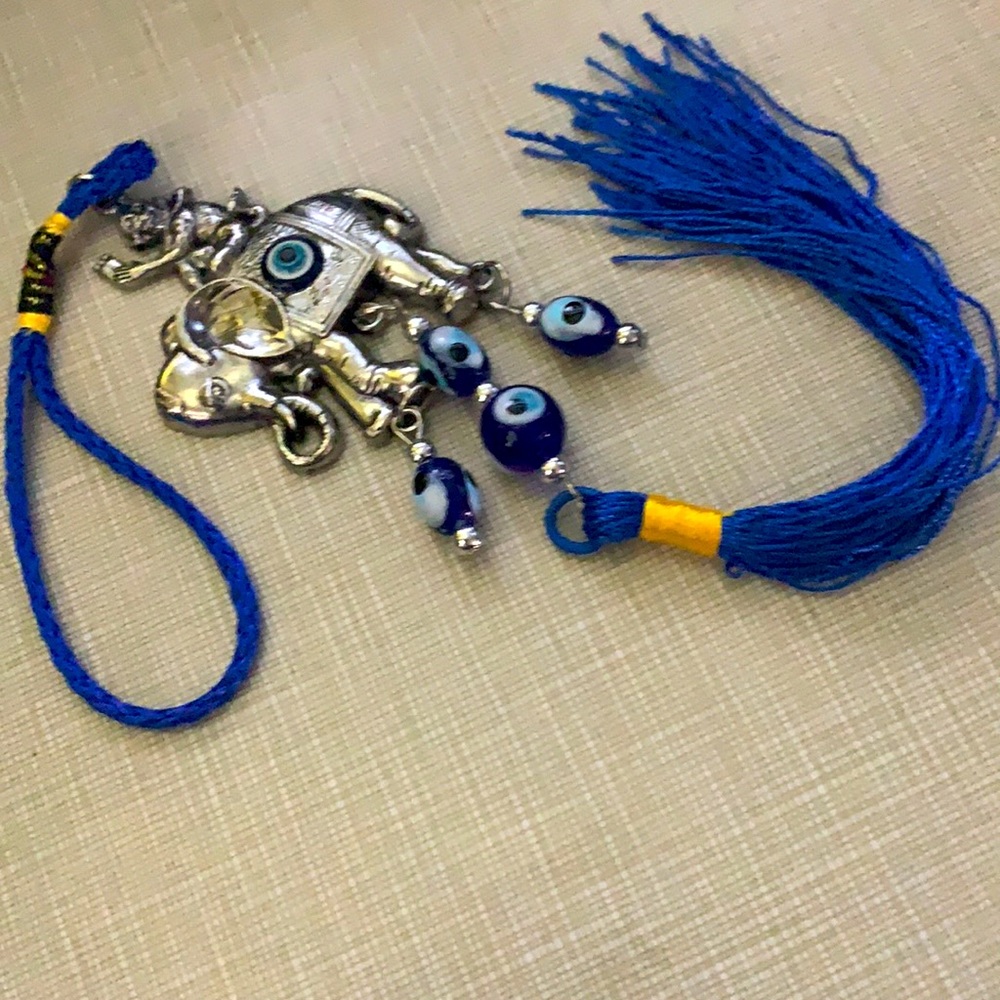 NEW Blue evil eye elephant Monkey car hanging amulet Decor